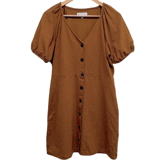 MADEWELL Blogger Fav Texture & Thread Puff-Sleeve Dress Mustard Yellow Size M - Picture 2 of 11
